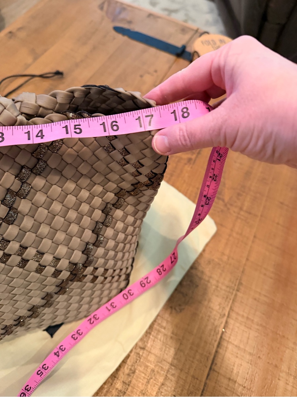 Naghedi St. Barths Woven Tote in Cashmere and Bronze Metallic, Medium - Picture 10 of 14